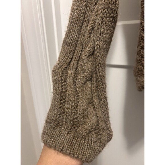 Highland Home Industries Small Pure New Wool Brown Cable Knit Cardigan Sweater - Picture 6 of 8